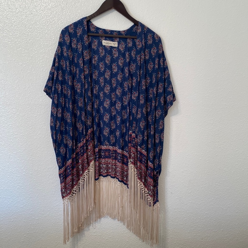 Abercrombie & Fitch Floral Kimono with Fringe